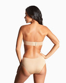 Back of Panache strapless bra showing mesh wings and soft fastening