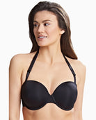 Close-up of removable straps and silicone grip on black bra