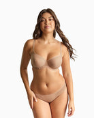 Woman wearing Panache Tango Essence balcony bra Honey – Áines Boutique