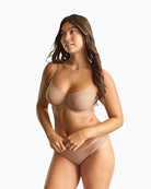 Woman wearing Panache Tango Essence balcony bra Honey – Áines Boutique