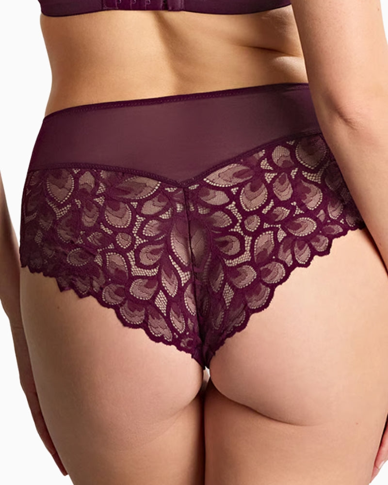Panache Allure Deep Brief in Red Plum back view