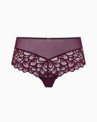 Panache Allure Deep Brief in Red Plum high-waist detail