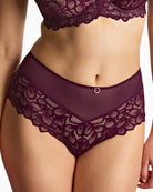 Panache Allure Deep Brief in Red Plum lace detail