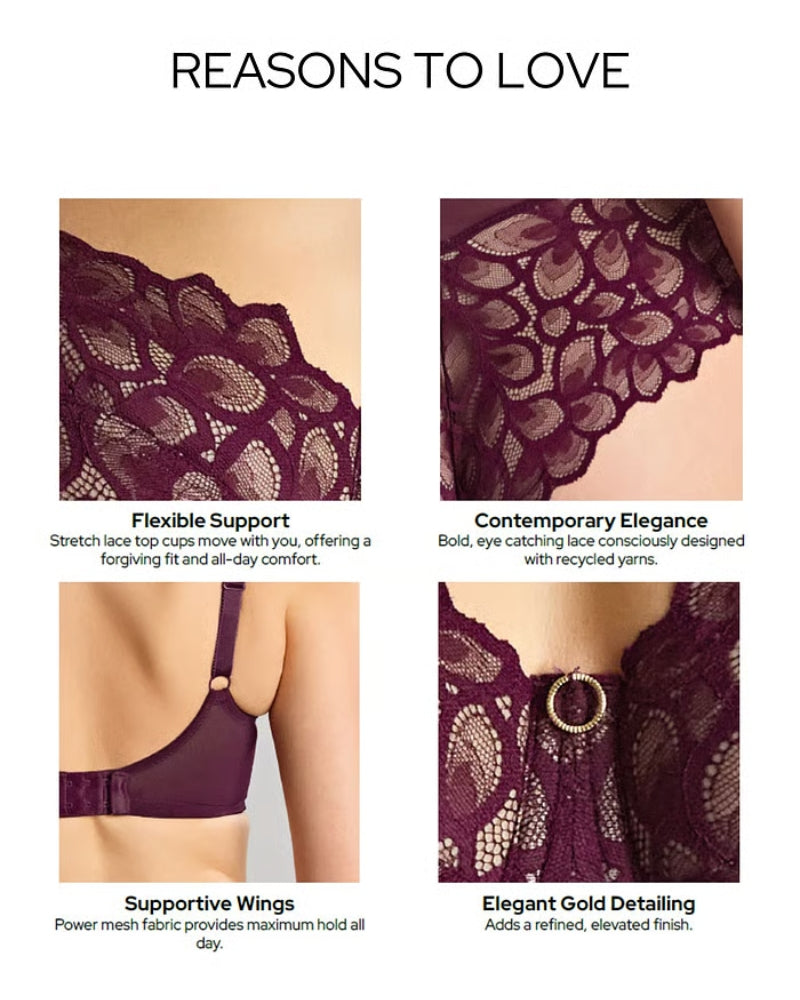 Panache Allure Full Cup Bra in Red Plum details