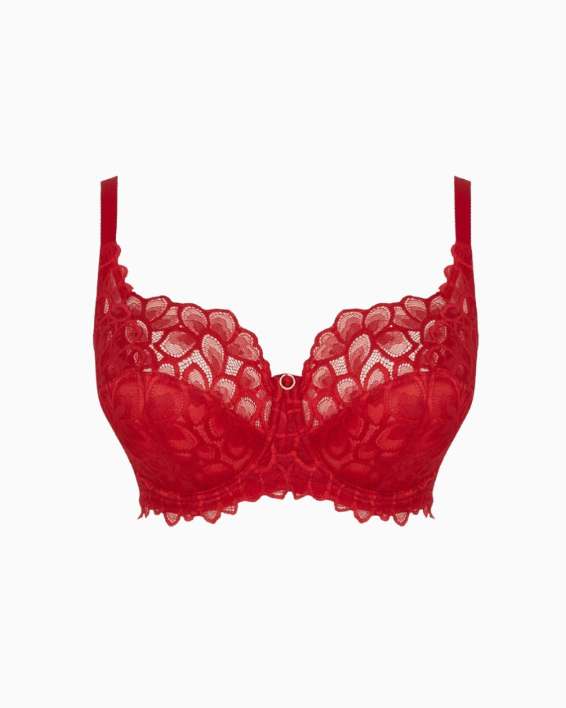 Panache Allure bra True Red lace texture detail – Áines Boutique