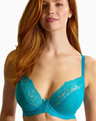 Panache Ana plunge bra ocean blue close-up lace detail