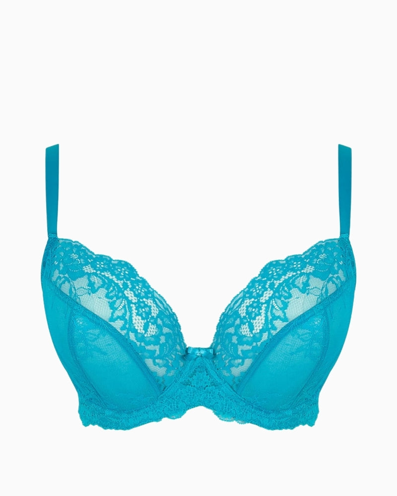 Panache Ana plunge bra ocean blue front view 