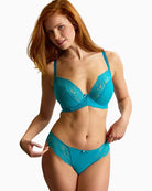 Panache Ana plunge bra ocean blue front view lace cups