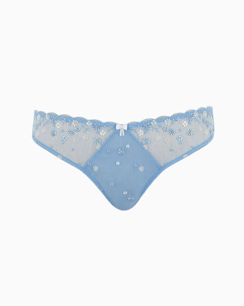 Panache Blossom Brazilian Brief in baby blue sheer mesh detail