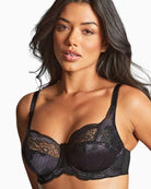 Panache Clara Full Cup Bra in charcoal and black cup detail