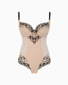 Panache Envy Bodysuit in sand lace detail