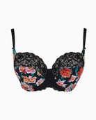 Panache Envy Full Cup Bra in Black/Rose Print cup detail