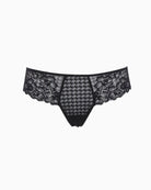 Panache Envy thong in black with jacquard design and lace detail
