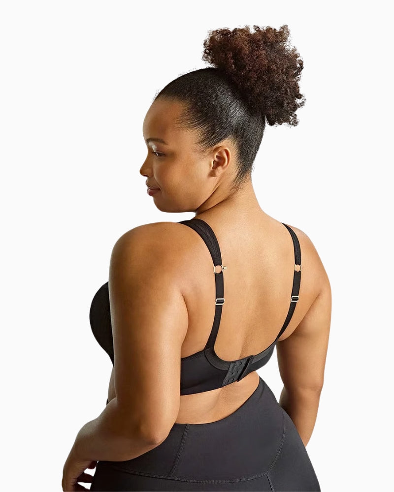 Panache Sculptresse Activate Sports Bra in Black/Coral back view