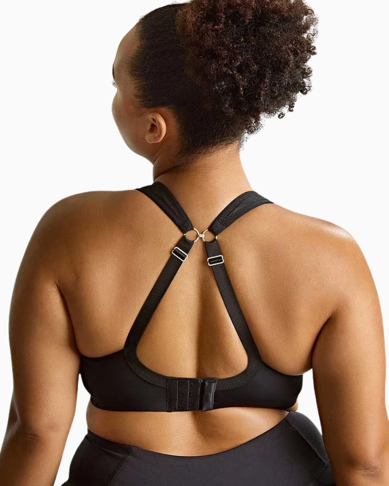 Panache Sculptresse Activate Sports Bra in Black/Coral strap detail