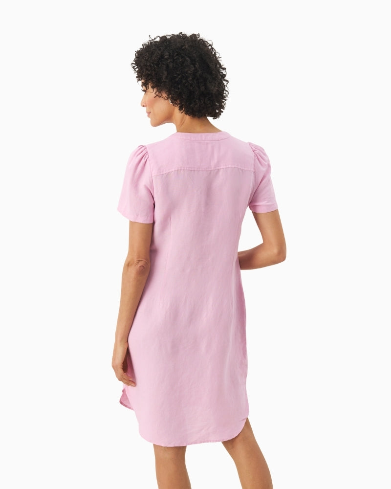 Part Two Amina linen dress soft pink back view – Áines Boutique