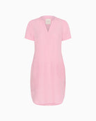 Amina linen dress soft pink front view – Áines Boutique