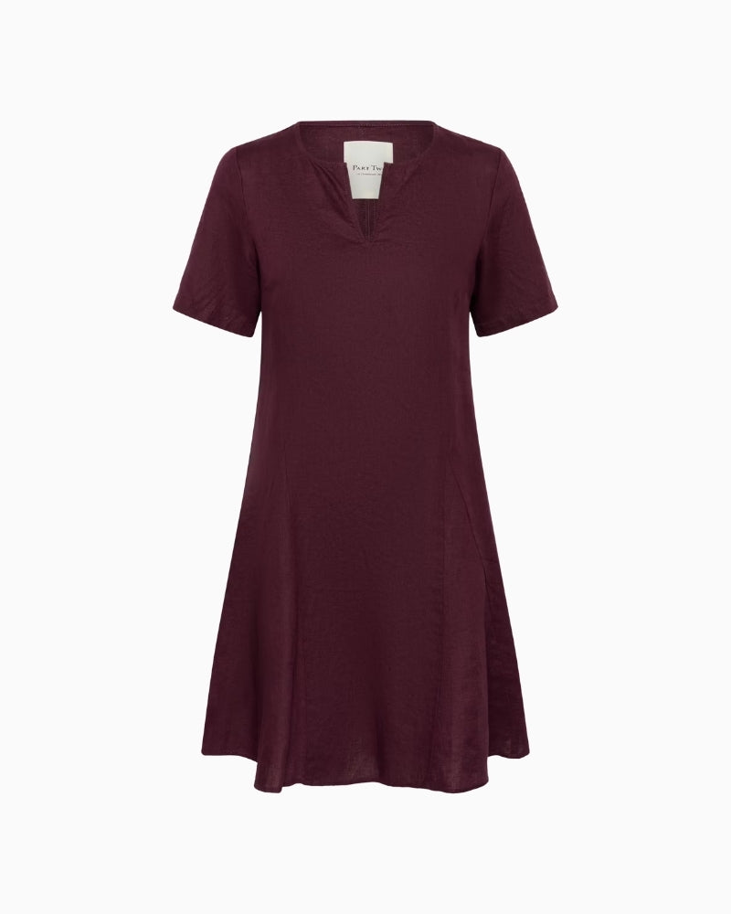 Part Two Amina linen dress front view white background – Áines Boutique