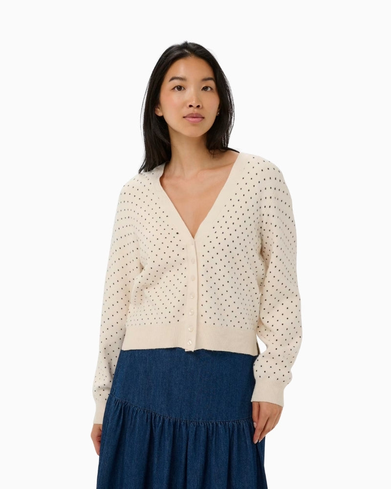 Part Two Anessa polka dot cardigan front view – Áines Boutique