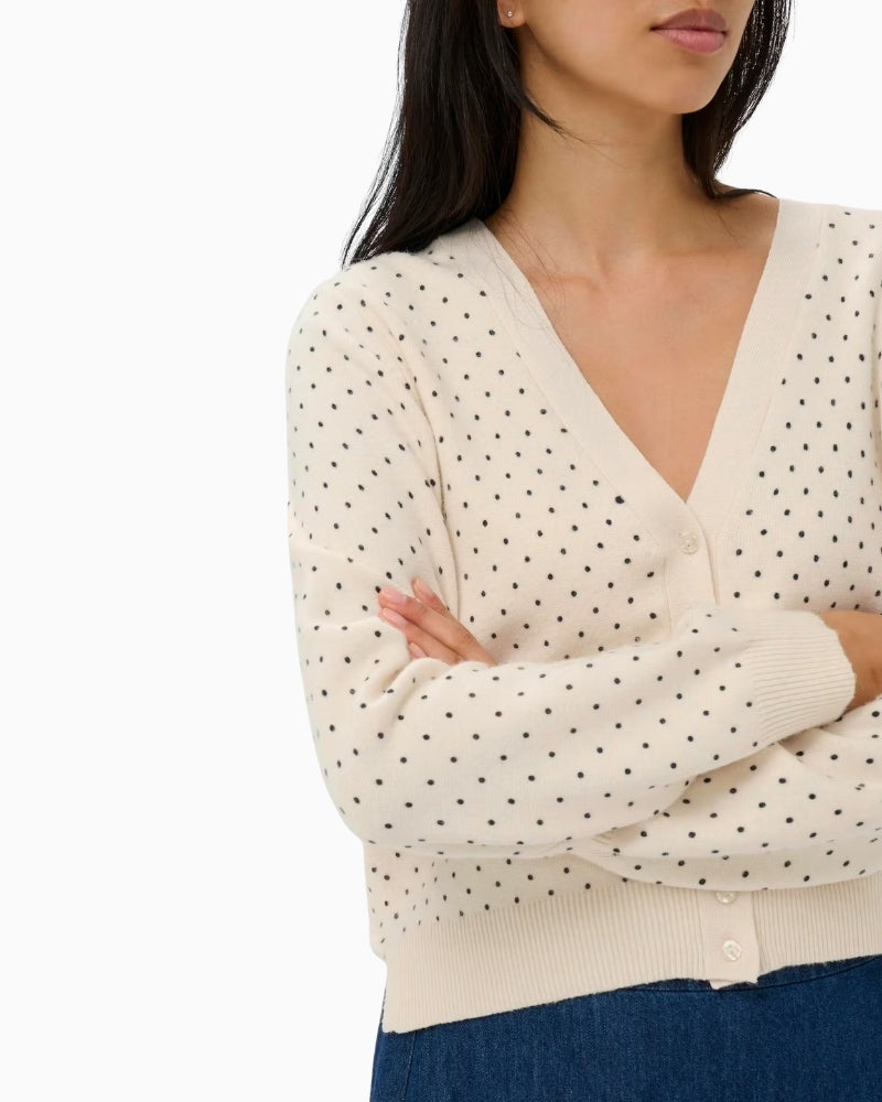 Part Two Anessa polka dot cardigan V-neck detail – Áines Boutique