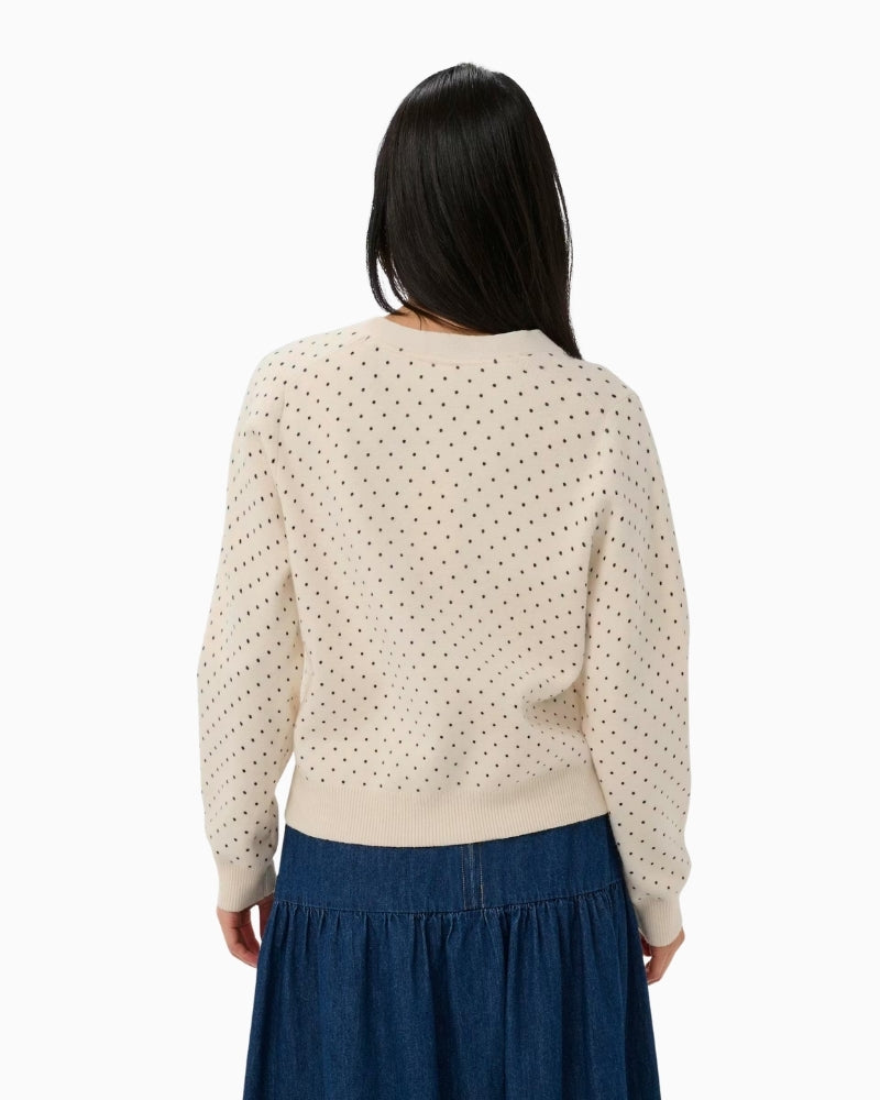 Part Two Anessa polka dot cardigan back view – Áines Boutique