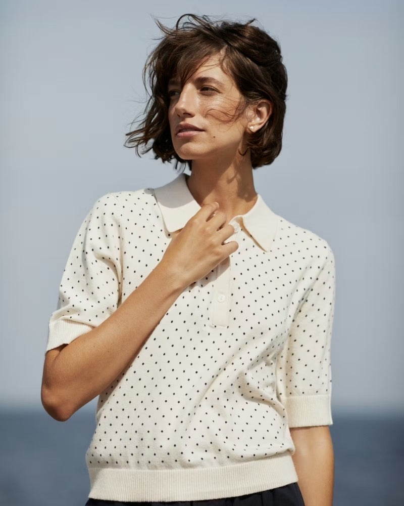 Woman wearing Part Two Anetti knit polo – Áines Boutique