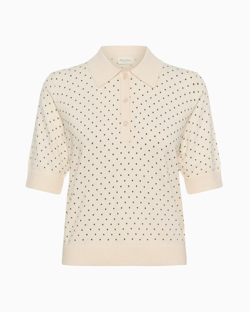 Part Two Anetti knit polo front view white background – Áines Boutique