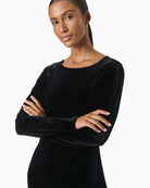 Close-up of fabric texture and long sleeve finish