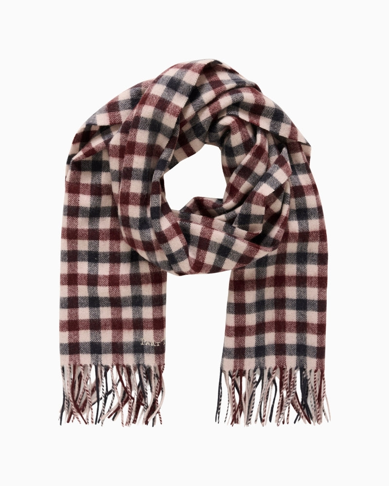 Part Two Kitha wool scarf in tawny port check pattern