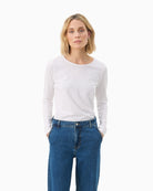 Slim long sleeve tee Part Two in soft modal cotton blend with round neckline