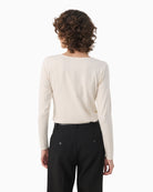 Back view of tee by Part Two showing length and fit on model
