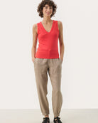 Woman wearing Part Two Nikkia top red – Áines Boutique