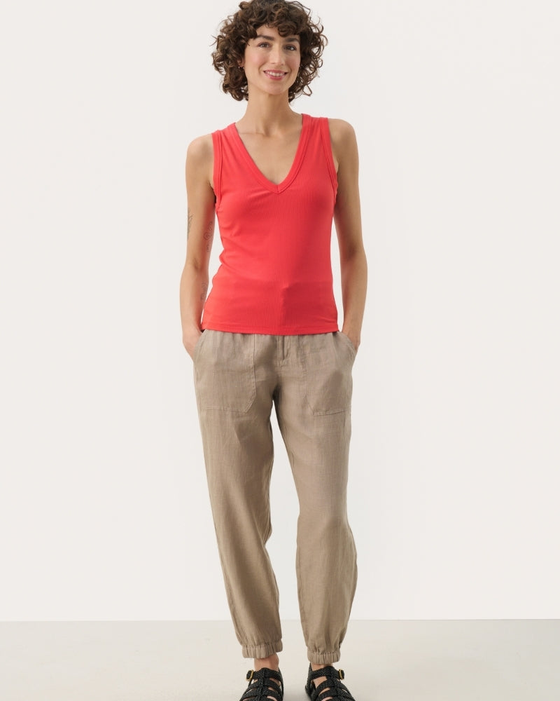 Woman wearing Part Two Nikkia top red – Áines Boutique