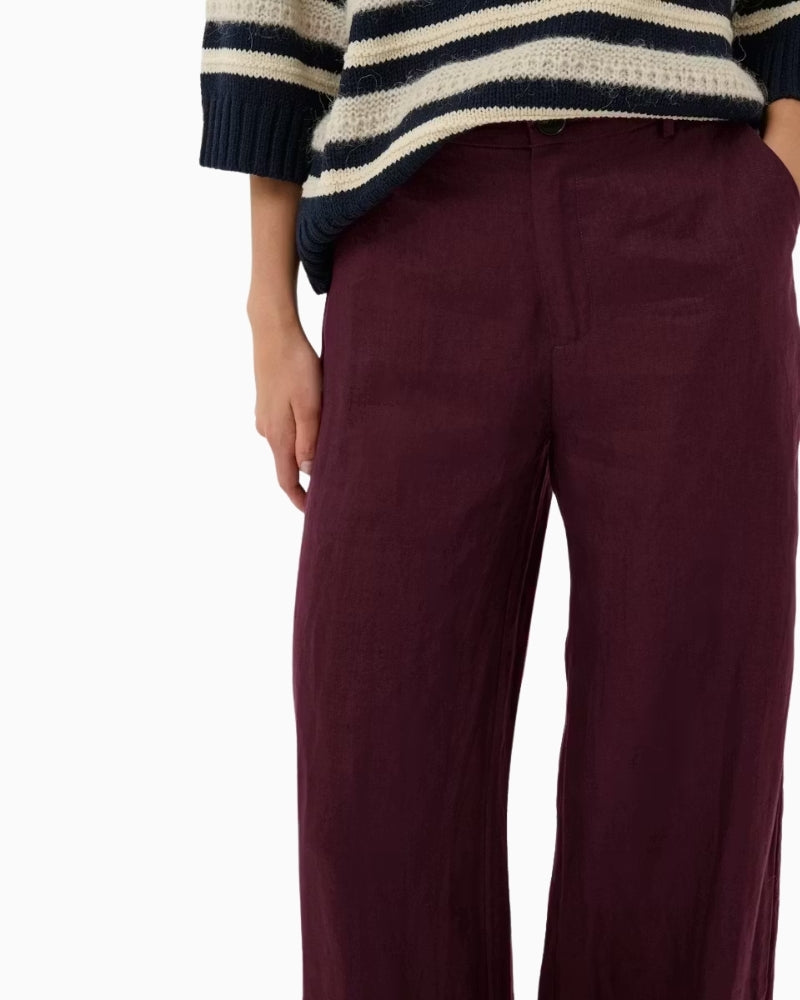 Part Two Ninnes linen trousers close up view – Áines Boutique