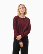 Part Two natural melange wool cardigan with round neck and buttons