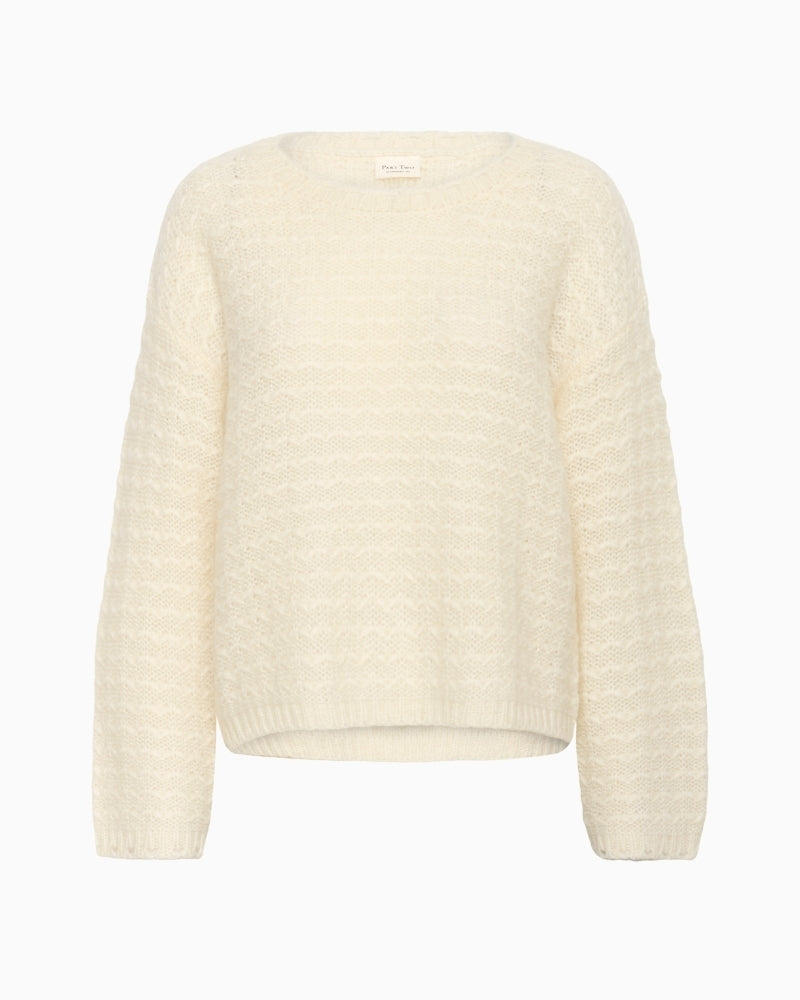 Part Two cream mohair blend pullover, front view – Áines Boutique
