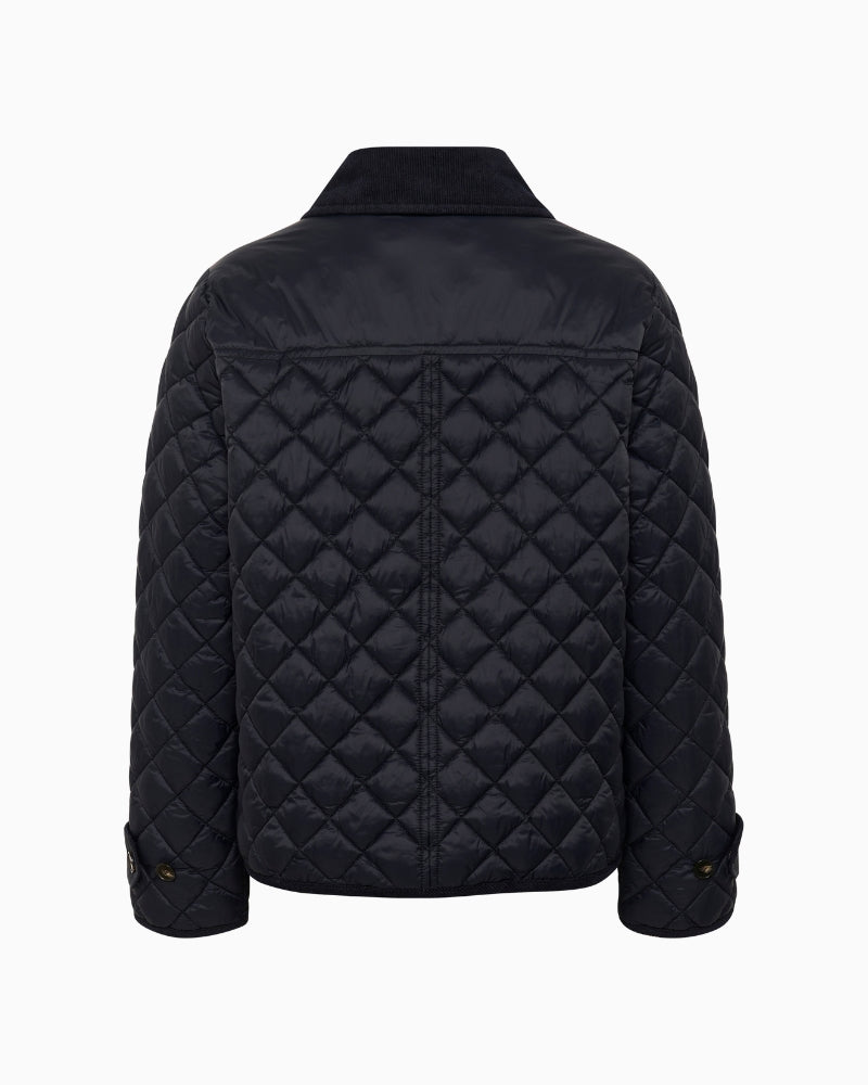 Back view of Safiya jacket with mid-length cut