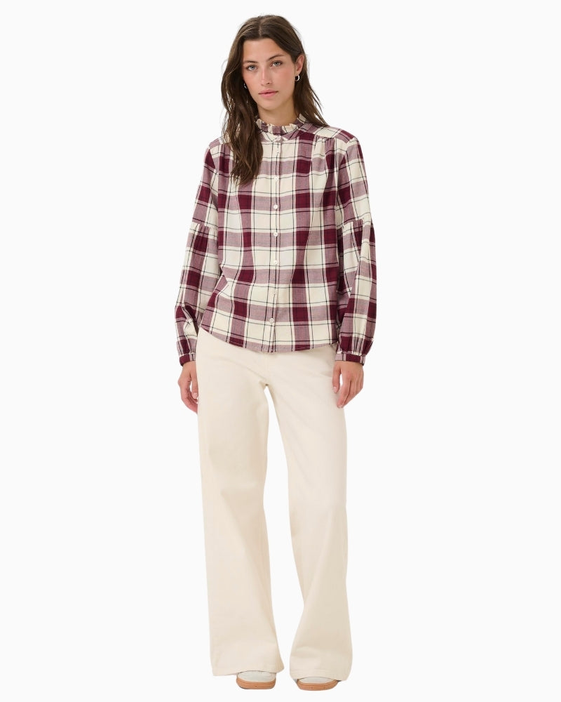 Part Two check shirt styled with jeans for a casual day look