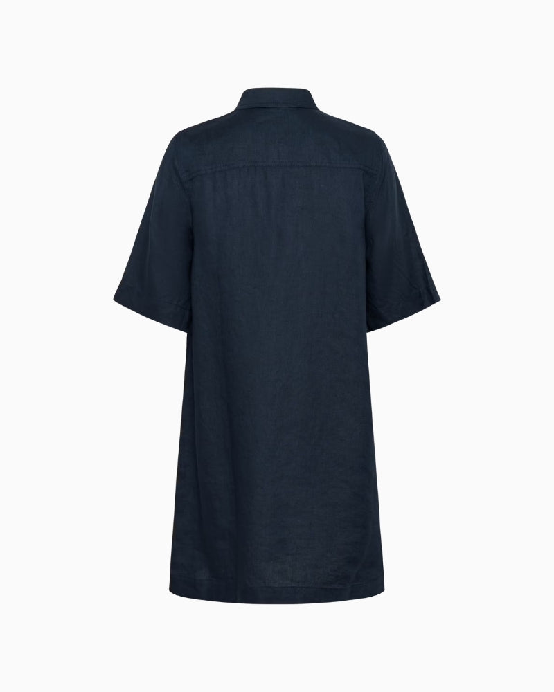 Part Two Sardia linen dress navy back view white background – Áines Boutique
