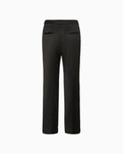Back view of classic fit black trousers with structured shape
