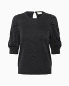 Front view of soft cotton blend tee in light grey