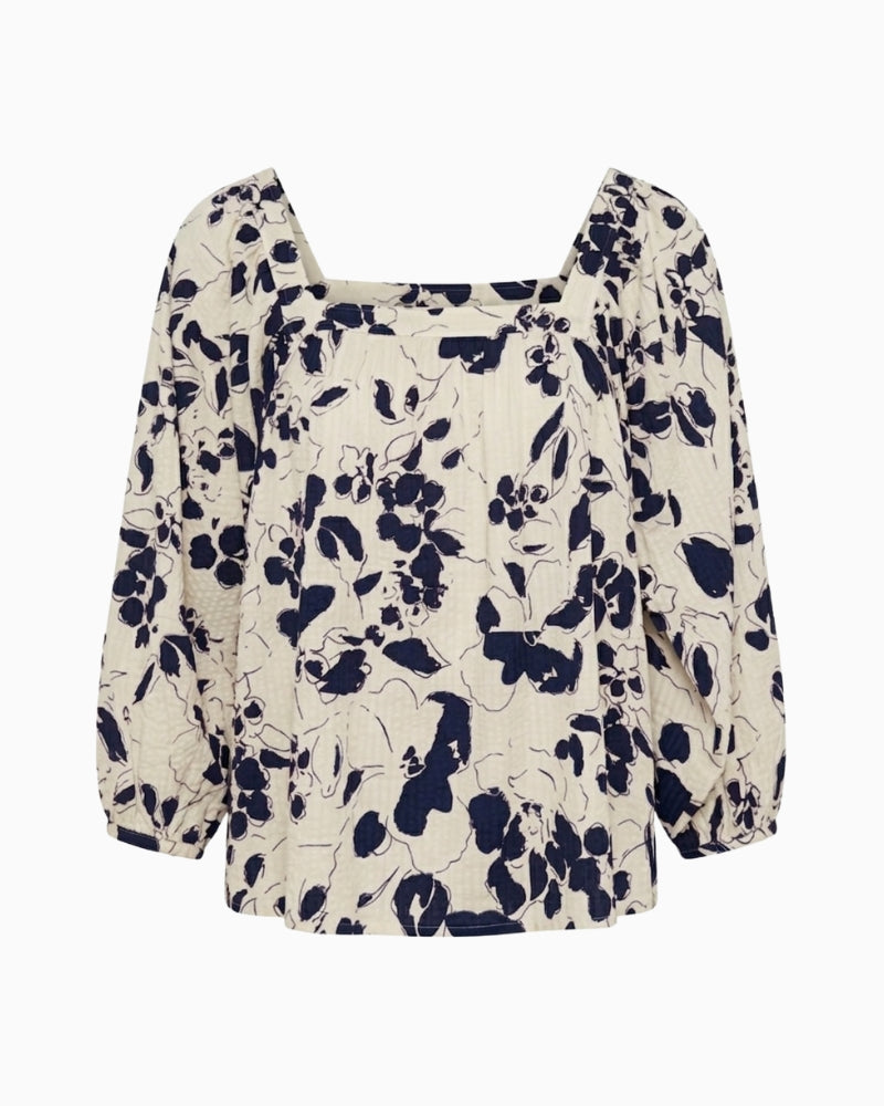 Part Two AlexinaPW Blouse navy floral front view