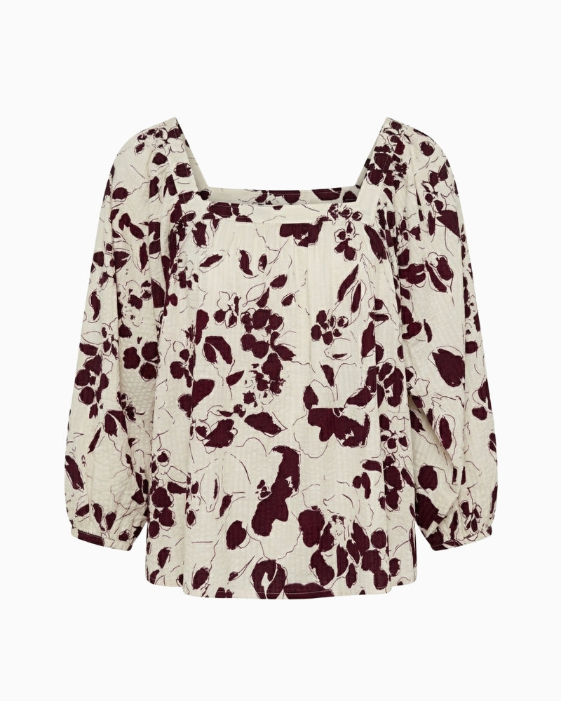 Part Two AlexinaPW Blouse wine floral front view