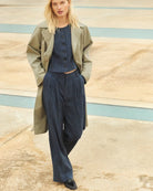 Part Two AliyaPW trousers navy full outfit styled with matching top and coat