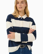 Part Two AmariPW Poloshirt After Midnight Stripe full outfit view