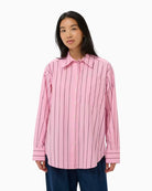 Part Two AnabellaPW Shirt Pink Stripe front view on model