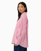Part Two AnabellaPW Shirt Pink Stripe side view on model