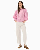 Part Two AnaisPW Shirt Pink Stripe front view on model