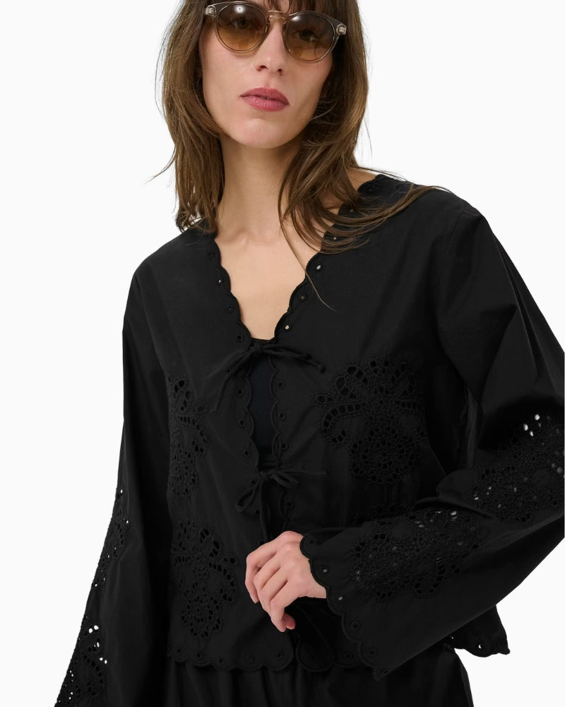 Part Two AnamariaPW Blouse in black tie front detail