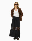 Part Two AnciaPW Skirt in black front view on model